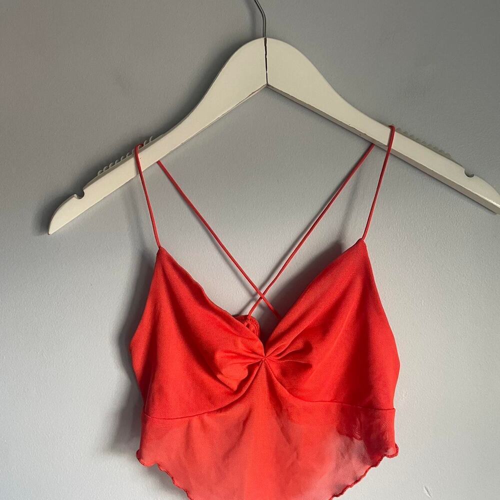 Garage red mesh crop top Going Out Vamp Summer Vacation size Small